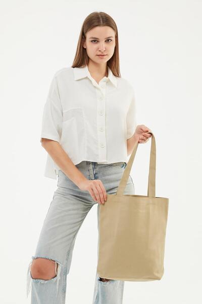 Bagg 3 Cepli Bej Gabardin Çanta