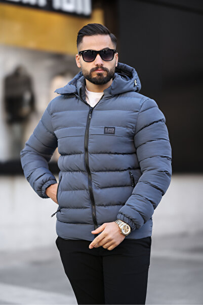 Rogyi Tekstil Palton gonflabil premium de iarnă cu glugă detașabilă, rezisten...