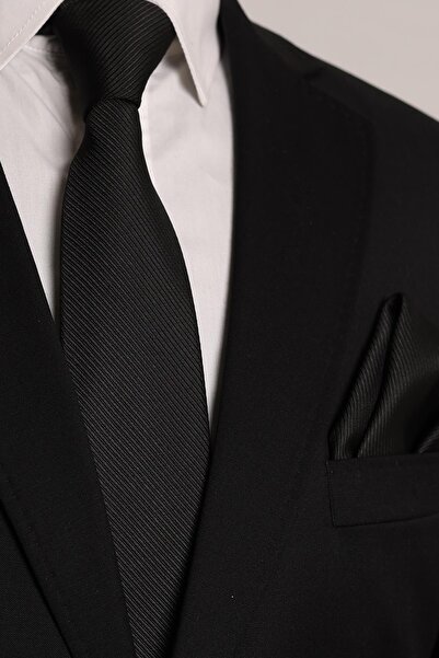 Esgue 7,5 см чорний краватка з візерунком і чорні квадратні запонки в подарунковій коробці