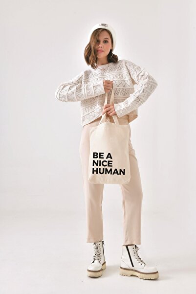 Çınar Bez Çanta Καμβάς Be A Nice Human Τσάντα C0502