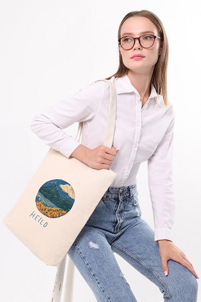Çınar Bez Çanta Geantă tote cu imprimeu peisaj cerc de pânză