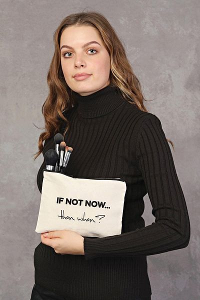 Çınar Bez Çanta Clutch If Not Now Καμβάς τσάντα μακιγιάζ