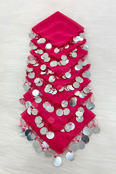 ZEYMERADE فوشيا فضي شيفون هالاي منديل 5 قطع، العروس العريس زفاف الحناء الختان...