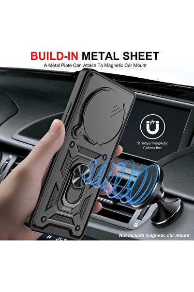 m.tk moveteck Xiaomi Redmi 14C Case Camera Protected with Sliding Ring Stand Armor Military Tank Cradle Cover