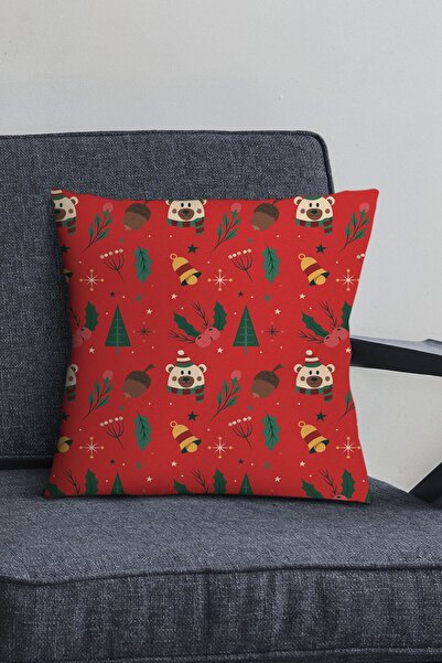 Viva Home Husă de pernă decorativă de Anul Nou cu fermoar ascuns, cu două feț...