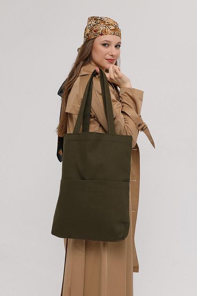 Bagg Dark Green Gabardine Bag with 3 Pockets