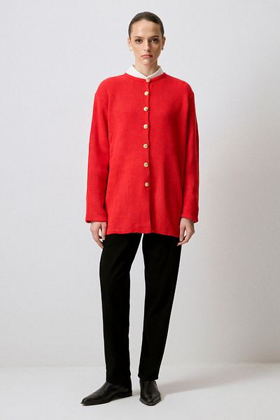 Touché Privé Gold Buttoned Long Cardigan