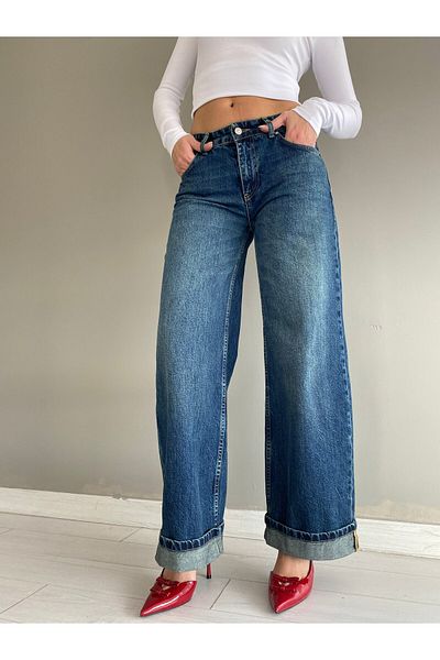 ABBRA Pantaloni de damă, 100% bumbac, cu croiala largă