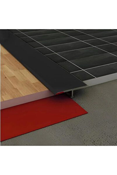 Emek Yapı Kapı Eşik Profili Parke Kapı Altı Çıtası T Model Alüminyum Siyah 90cm*3cm*8mm