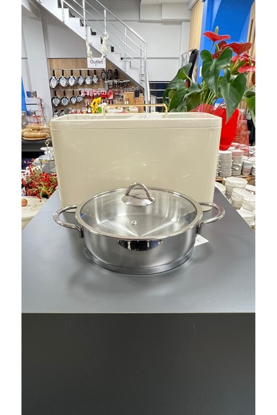 SAFINOX VİSİON 28 CM TEL KULPLU CAM KAPAKLI BASIK ÇELİK TENCERE