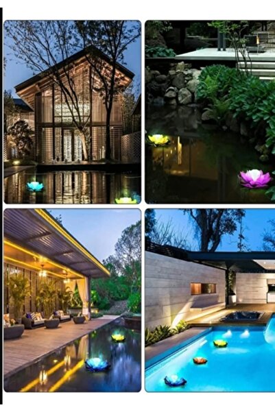 DeftHike Güneş Enerjili RGB LED Nilüfer Lotus Çiçeği Yüzen Işıklar-Otel-Villa...
