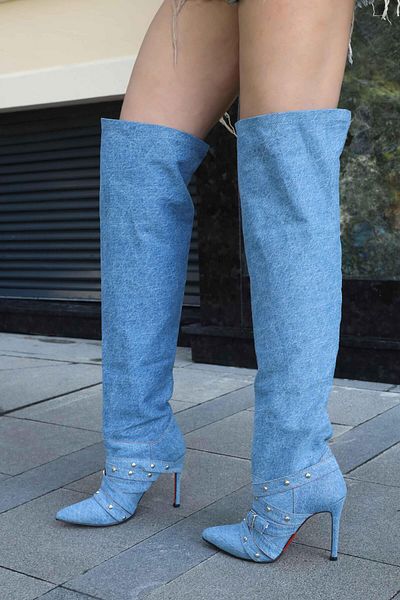 Sibel Durmaz Sara Denim over the Knee Boots