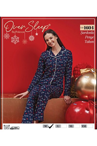 OVERSLEEP Новорічний комплект піжами для жінок з шардоном і ґудзиками спереду...