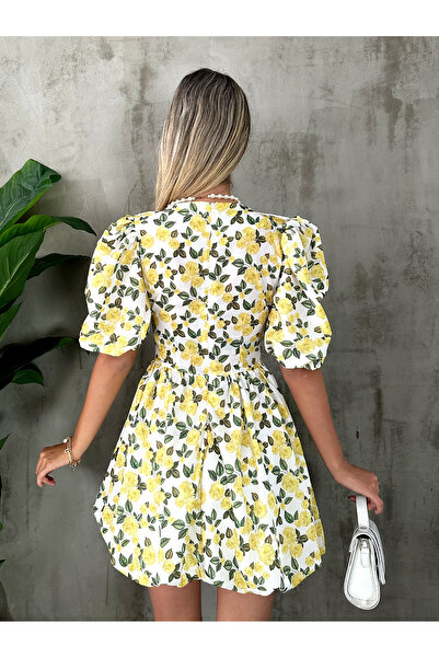 Angel Mia Vintage Balon Elbise Sarı