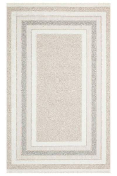 Neşem Halı Boutique EKOHALI Motto MOT 04 Beige Grey Yumuşak Tuşeli Örgü Dokum...