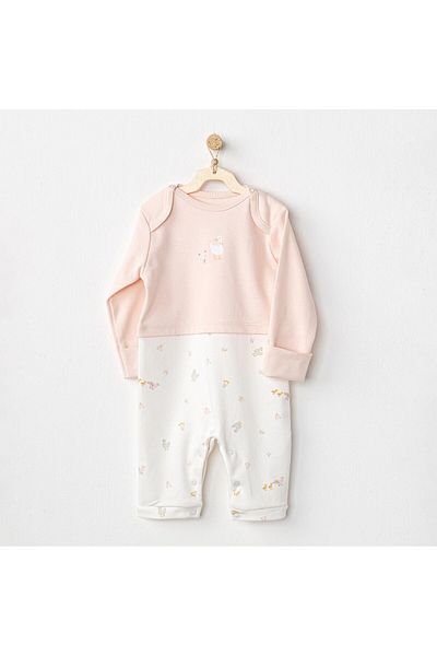 andywawa Ac24593 Ecru Pink Duck Baby Romper
