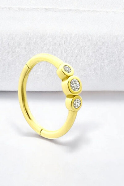 Glorria Altın 3 Taş Halka Helix Piercing