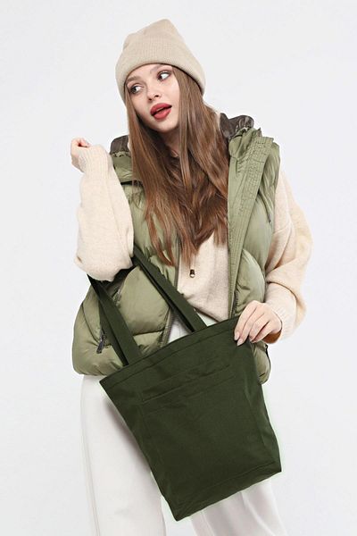 Bagg Dark Green Gabardine Bag with 2 Pockets
