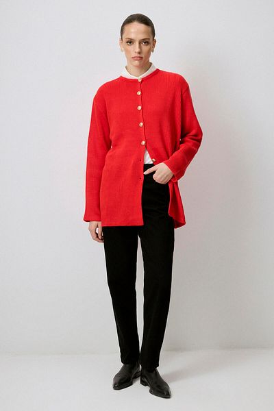 Touché Privé Gold Buttoned Long Cardigan
