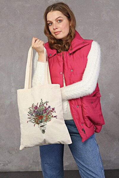 Çınar Bez Çanta You Are Set Free Baskılı Ham Bez Çanta