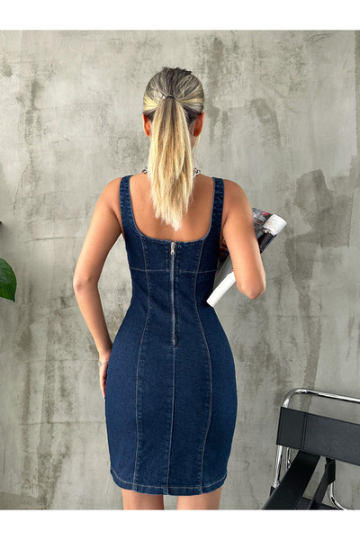 Angel Mia Mini Jean Elbise Koyu Mavi