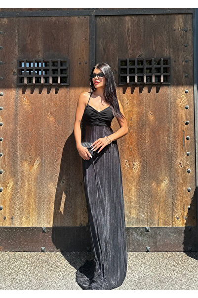 Angel Mia Metis Piliseli Elbise Siyah