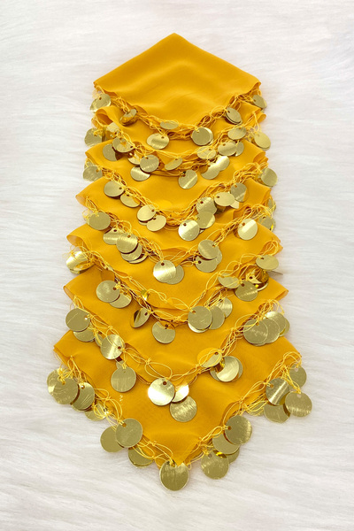 ZEYMERADE منديل شيفون هالاي من الذهب الأصفر قطعة واحدة، العروس والعريس وحفلات الزفاف والحناء والختان والخطوبة