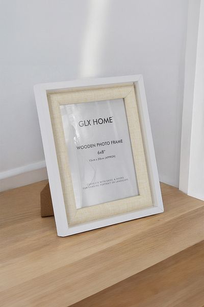 Muyika Design Muyika Porte 15 X 20cm Single White Wood Framed Fabric Detail Decorative Photo Frame Afç-1520