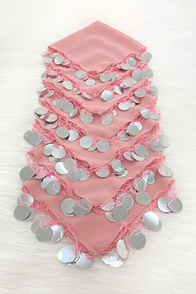 ZEYMERADE Pudra Gümüş Şifon Halay Mendili 5 Adet, Gelin Damat Düğün Kına Sünn...