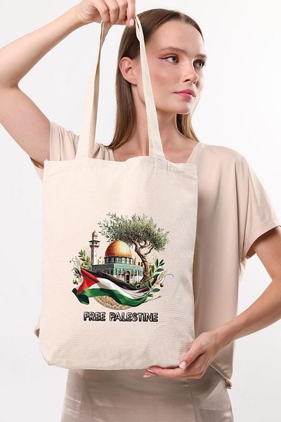 Çınar Bez Çanta Canvas Free Palestine Printed Cloth Bag