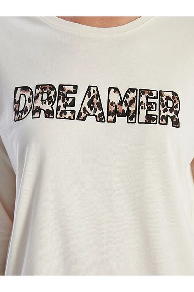 LC Waikiki Σετ γυναικείες πιτζάμες LCW DREAM Καφέ Crew Neck Leopard Print