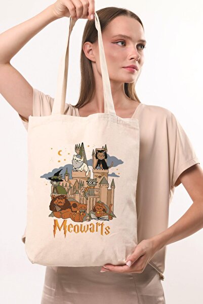 Çınar Bez Çanta Kanvas Meowarts Baskılı Bez Çanta