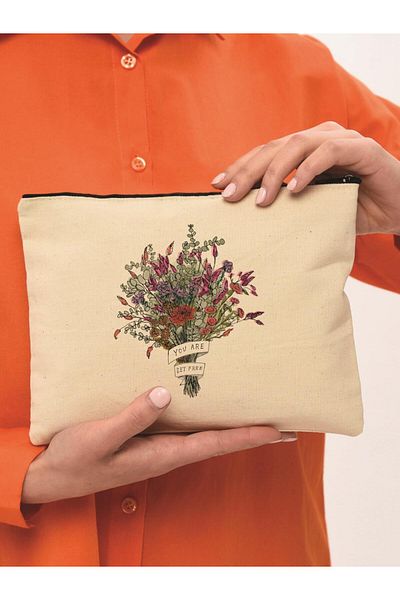 Çınar Bez Çanta Τσάντα μακιγιάζ Clutch You Are Set Free Canvas