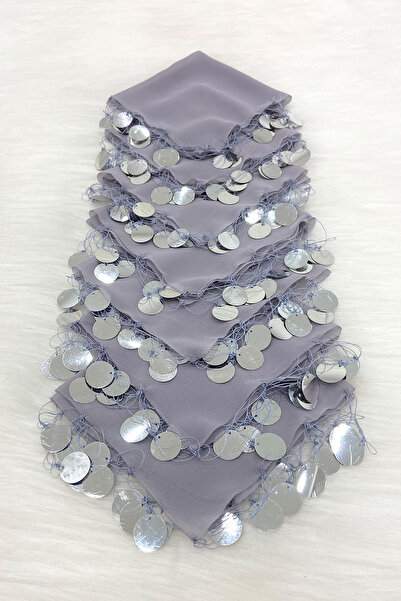 ZEYMERADE Gri Gümüş Şifon Halay Mendili 1 Adet, Gelin Damat Düğün Kına Sünnet...