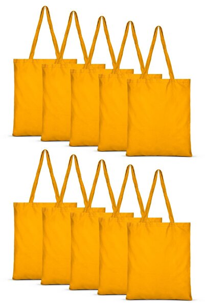 Çınar Bez Çanta 10 komada žutog platna Torba