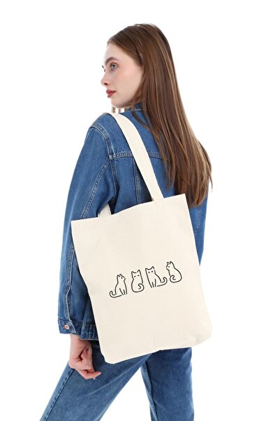 Çınar Bez Çanta Kanvas Minik Kediler Bez Çanta C0570