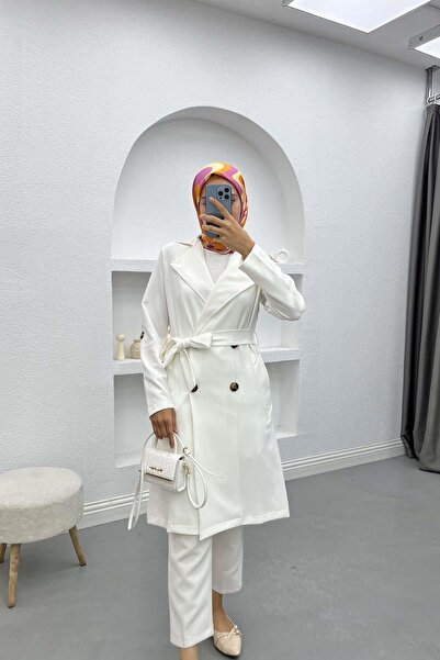 Pardesü Dünyası Trençkot Beyaz