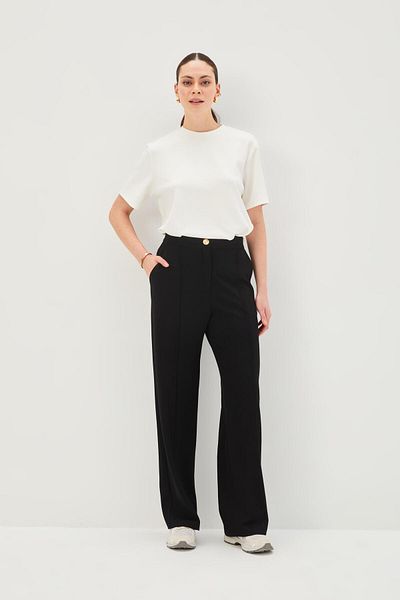 Allyco Ribbed Gold Button Detailed Regular Knitted Trousers