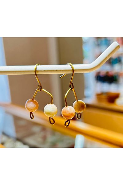 Luna Sun Stone Detailed Musical Note Shaped Dangle Earrings
