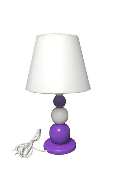 TEKAY AYDINLATMA Purple Wooden Lampshade Bedroom Lampshade Purple White Ball Lampshade