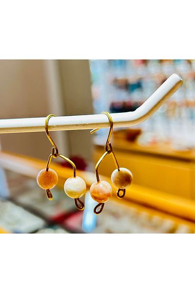 Luna Sun Stone Detailed Musical Note Shaped Dangle Earrings