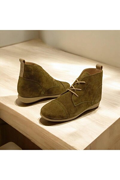 Ametist Paris Haki Süet Bağcıklı Kadın Bootie