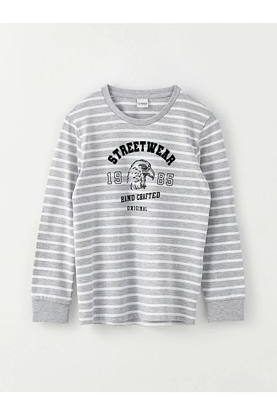 LC Waikiki Μακρυμάνικο μπλουζάκι για αγόρια LCW Kids με λευκό λαιμόκοψη
