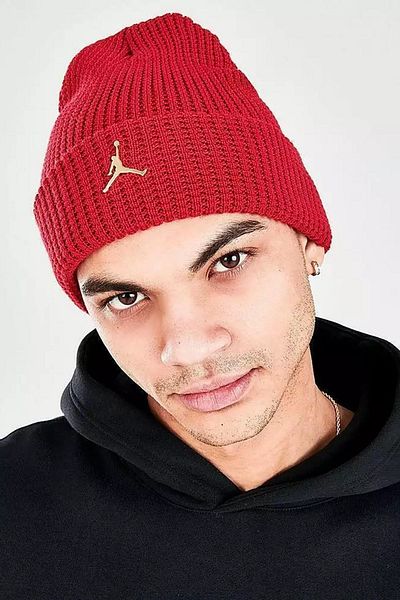 Nike Air Jordan Utility Unisex Μεταλλικό λογότυπο Πλεκτό καπέλο Beanie Κόκκινο