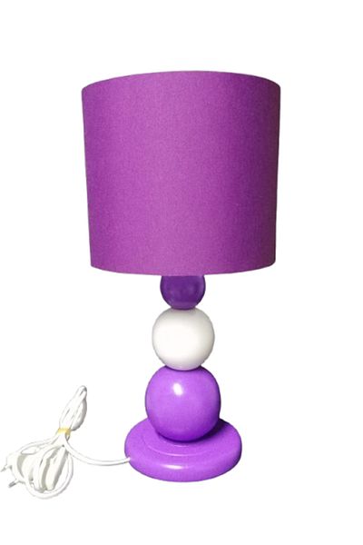 TEKAY AYDINLATMA Purple Wooden Lampshade Bedroom Lampshade Purple White Ball Lampshade