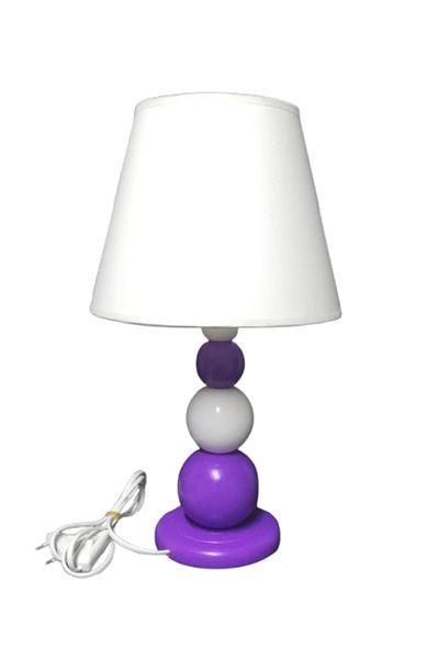 TEKAY AYDINLATMA Purple Wooden Lampshade Bedroom Lampshade Purple White Ball Lampshade