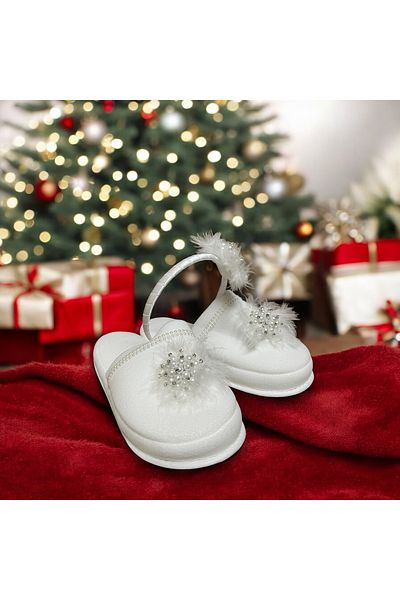 SavBrand Women's Puerperal Slippers and Crown with Feather Pearls