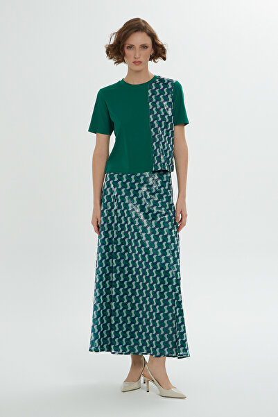 kı.we Payet Detaylı  Kloş Etekli Lacivert Takım