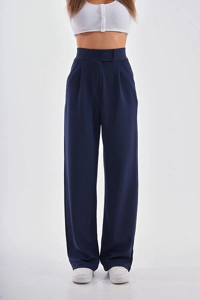 Noa Noa Marineblaue Palazzo-Hose mit hoher Taille und spanischem Bein