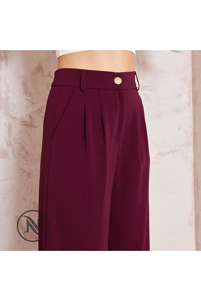 KAROL Palazzo Trousers - Pleated and Gold Buttons